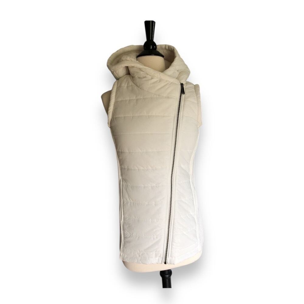 Artisan NY Hooded Quilted Full asymmetrical Zip Fleece Lined White Small…